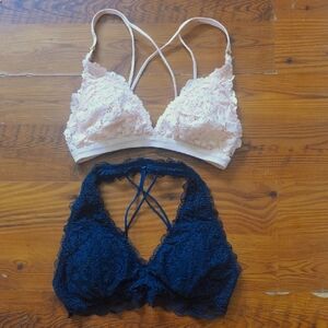 Hollister & Aerie Navy Blue & Peach Bralettes